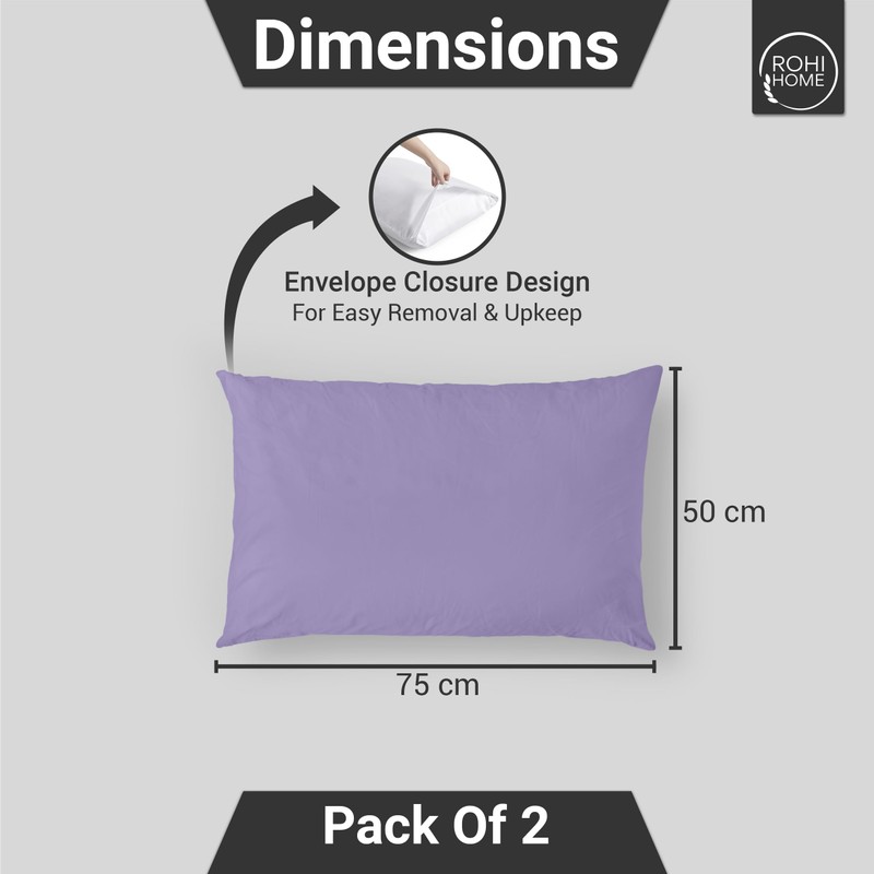 Rohi Polycotton Pillowcases 2 Pack - Easy Iron Bed Pillow