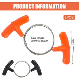 Homirty Pack of 2 Stainless Steel Wire Saw, Wear-Resistant Steel Wire Saw, 70 cm Cutting Wire, Hand Chainsaw, Wire Saw Chain, Hand-Drawn Wire Saw Made of Stainless Steel for Outdoor Travel Equipment