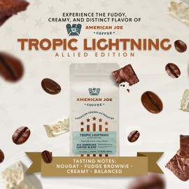 American Joe Coffee Tropic Lightning 51% US Grown Specialty Coffee Roasted in Kansas City Medium-Dark | Whole Bean 12oz Gourmet Artesian Grade American Grown American Made Hawaiian Coffee