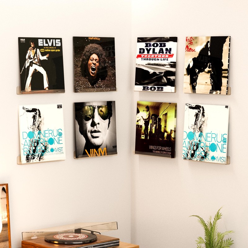 upsimples 8 Pack Vinyl Record Wall Mount Shelves, 12" Vinyl