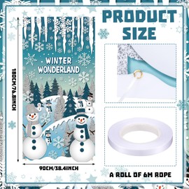 HunnmingRe Christmas Snowman Door Cover Winter Wonderland Snowman Blue Welcome Banner Photography Background Backdrop for Office Classroom Front Porch Xmas Home Refrigerator Wall Window Decor