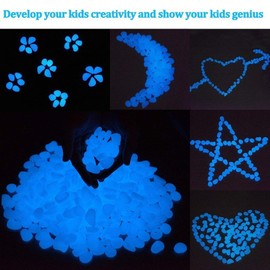 4.8Lbs 1100Pcs Glow in The Dark Stones Pebbles Blue Glow Rocks