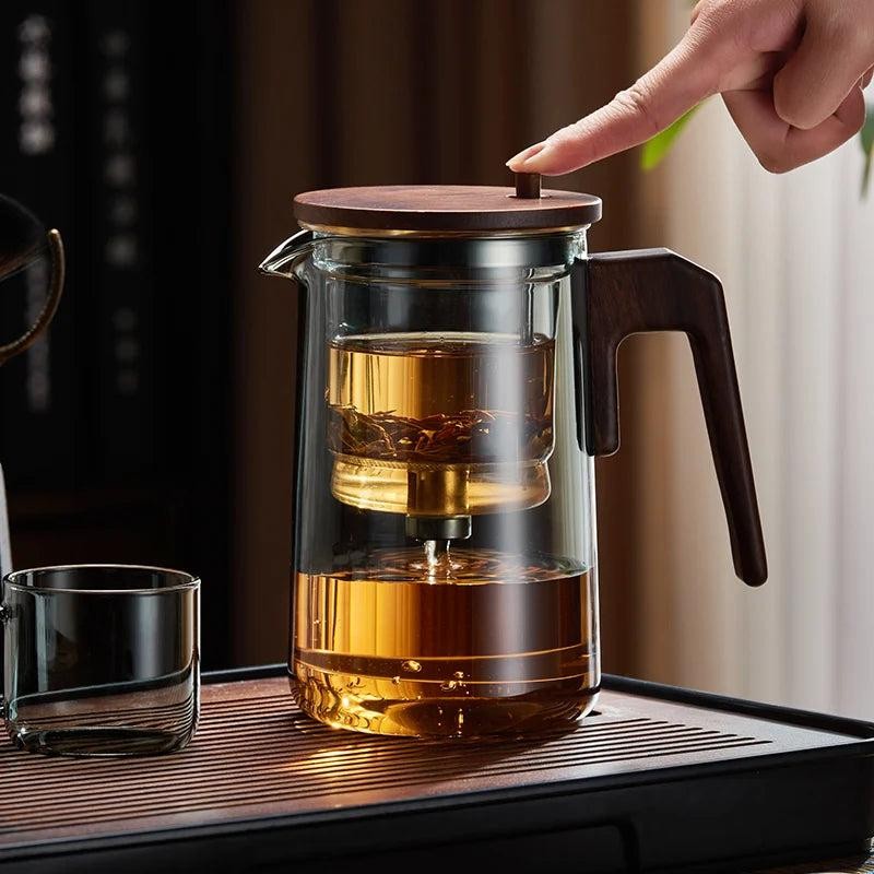 Glass Teapot With Wood Handle - Color: 750ML With 2