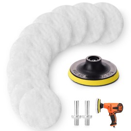 VINEST 100 mm Polishing Sponges Pads, Pack of 10 Car Polishing Pads for M10 Drill Adaptor, Wool Polishing Attachment Angle Grinder, Polishing Attachment Cordless Screwdriver for Polishing, Grinding,