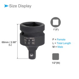 CoCud Socket Reducer, 1" Female to 1/2" Male CR-MO Steel Impact Driver & Wrench Conversion Tool - (Applications: for Mechanical Equipment Repair)
