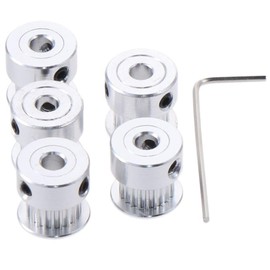 Fudeshe 5Pcs 20 Teeth 5mm Bore GT2 Synchronous Wheel,with 1 Allen Wrench GT2 Timing Pulleys,GT2 Idler Pulleys Kit Timing Belt Wheel for 3D Printer