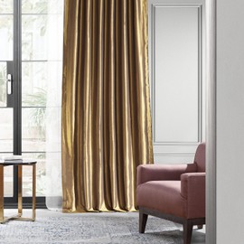 HPD Half Price Drapes Blackout Curtains for Bedroom & Living Room - Faux Silk Taffeta Blackout Curtain 50 X 96 (1 Panel), PTCH-BO404-96, Golden Spice