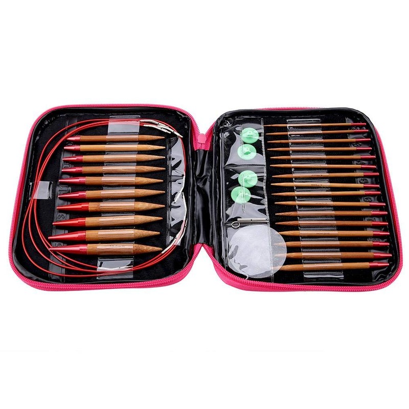 Circular Knitting Needles Ring Set Interchangeable Carbonized Bamboo Needles Set