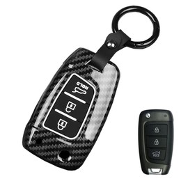 ontto Folding Car Key Case Cover Fits Hyundai Solaris Elantra i30 i30n i35 i40 Tucson Kona Genesis Santa Fe Key Fob ABS Protective Case Key Cover Key Box 3 Buttons Black