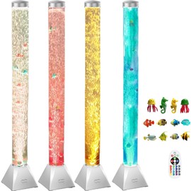 Mindiverse 4FT Sensory Bubble Tube Night Lamp, LED Water Fish Lamp for Kids with Autism ADHD, Stress Relief Calming Light for Adults, Bedroom Living Room Decor(Silver)