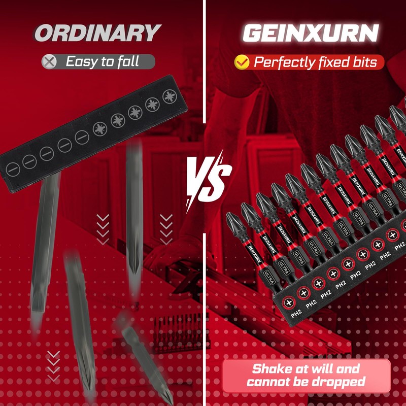 Geinxurn Impact #2 Phillipes Screwdriver Bits Set, 26pcs 1” 2”