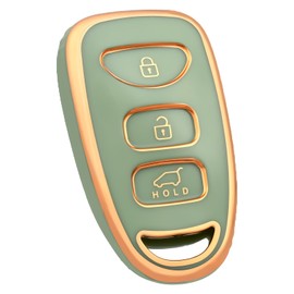 OFF WE GO for Hyundai Key Fob Cover, Soft TPU Protection Key Fob Case Fit for Hyundai Elantra Accent Genesis Sonata Kia Forte Optima Sorento Rondo Spectra Car Key Accessories (Gold Green)