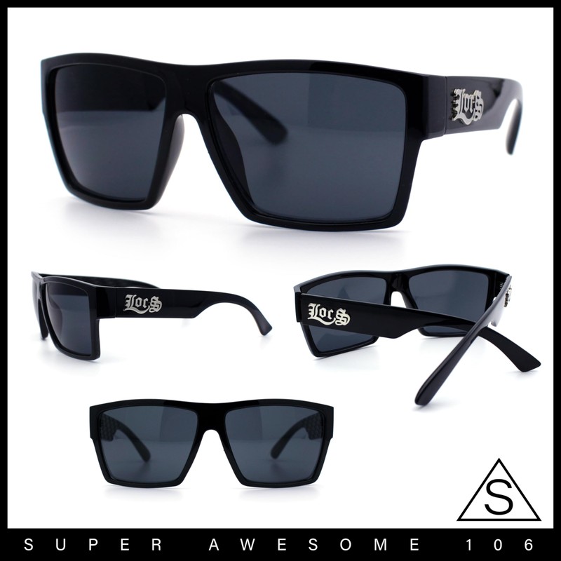 Locs Squared Rectangular Cholo Gangster All Black anteojos de sol,
