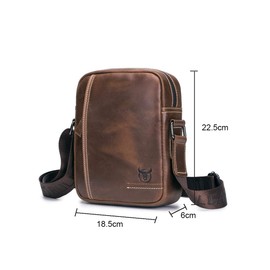 BULLCAPTAIN Men's Leather Bag Wrist Bag Shoulder Bags Messenger Shoulder Bag Business Briefcases Handbags Backpack Crossbody Sling Travel Bag, brown, messenger