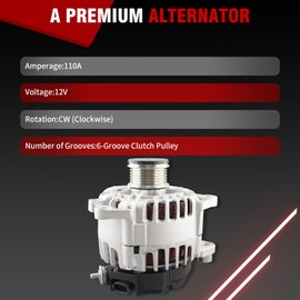 DrCax Alternator 11258N Compatible with Nissan Altima 2007-2013 Rogue 2011-2013 Rogue Select 2014-2015 Sentra 2007-2012 2.5L L4 Replace 334-2726 23100-JA02A 23100-JA02C 23100-JA04A