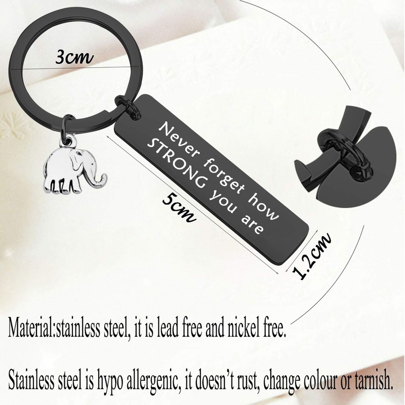 bobauna Elephant Keychain Never Forget How Strong You Are Strength