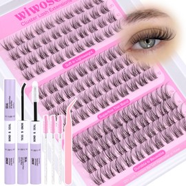 wiwoseo Wispy Lash Clusters Natural Eyelash Clusters Kit Wispy Cluster Eyelash Extensions Clusters Lashes Pestañas Postizas Naturales Lash Clusters Kit Invisible Thin Band Lashes Clusters for Beginner