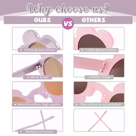 Kanayu 6 Pairs 5.71 Inch Adults Flower Sunglasses Summer Round UV Protection Flower Glasses Colorful Eyewear for Women Men(Morandi Colors)