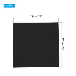 PATIKIL 5x5 Inch Jewelry Pouch, 2 Pack Soft Velvet Pouches with Snap Button Portable Storage for Rings Necklace Bracelet Earring Watch, Black