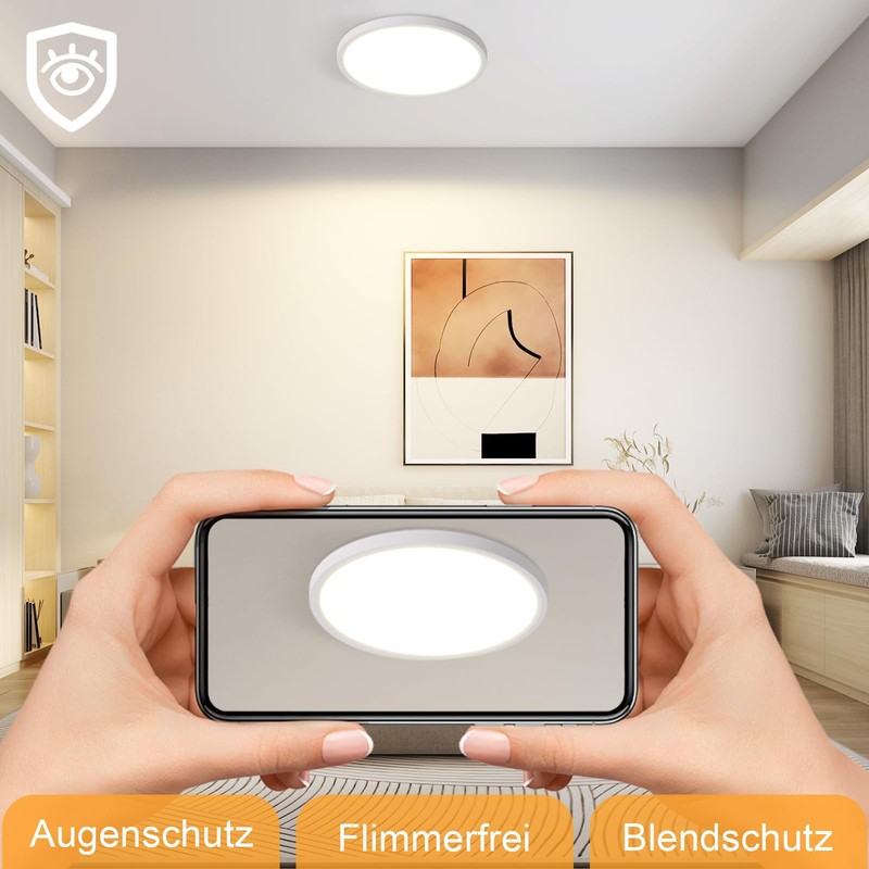 ZMH Ceiling Light LED Ceiling Light Flat Diameter 18 cm