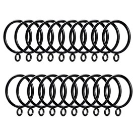Baoswi 20 Pack Curtain Rings with Eyelets, Metal Eyelet Drapery Rings for Hanging Pinch Pleat Curtain Pin Drape Hooks, Curtain Rings 1.5 Inch I D, Fits Up to 1.2 Inch Rod (Black)