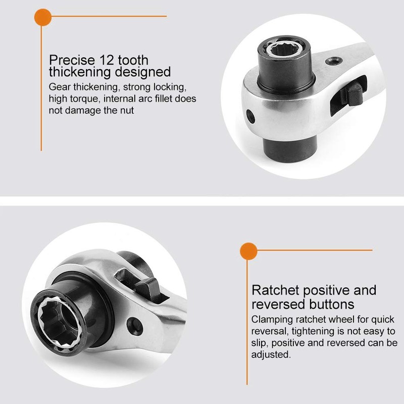 Ever Multi Ratchet Spanner, 8-21 mm 8-in-1 Multifunctional Ratchet Wrench