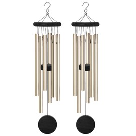 SIONMYTF - Paquete de 2 campanillas de viento conmemorativas para exteriores, jardín con 6 tubos de aleación de aluminio y gancho, campanillas de viento conmemorativas para decoración del hogar,