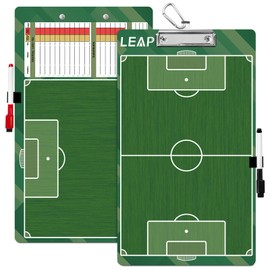 LEAP Soccer Clipboard Double Sided Design Premium Dry Erase Coaching Board Soccer Tactics Board for Coaches with Dry Erase Marker Pen Carabiner and Pen Holder