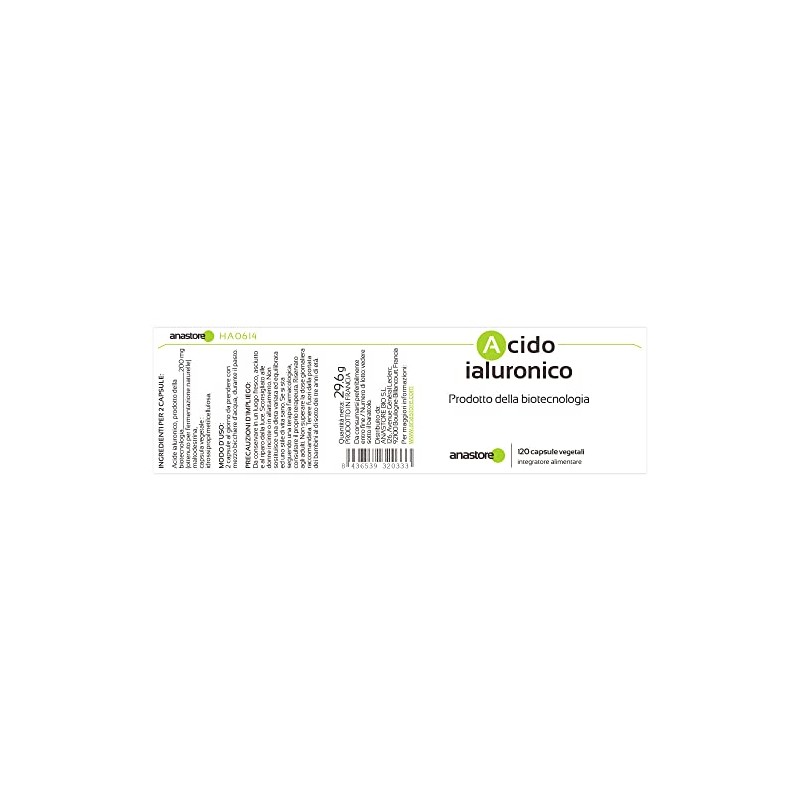 Biotechnological hyaluronic acid * 100 mg / 120 vegetable capsules