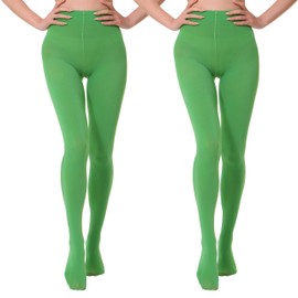 EVERSWE 2 Pairs Pack Women's Opaque Tights (XXL-3XL, Clover Green)