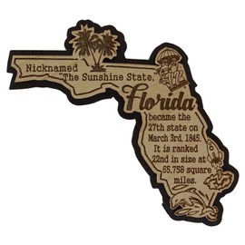 Printtoo USA Florida State Map Wooden Magnet Souvenir Fridge Magnet Gift