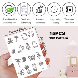 Sugeru® 15 Sheets Super Sustainable Temporary Tattoo (214 Patterns) – The Original Waterproof + Vegan + Neue-Tech | Fake Tattoo Stickers | Tattoos for Adults Children - Natural Non-Toxic Ingredients