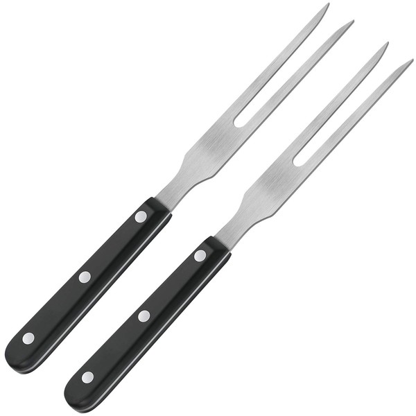 2 Pieces Carving Fork Pot Forks Stainless Steel Meat Serving Fork with Plastic Handle 10.6 Inch Serving Grill Fork Black Handle Barbecue Fork for BBQ Kitchen Turkey Roast Dinner Party Festival