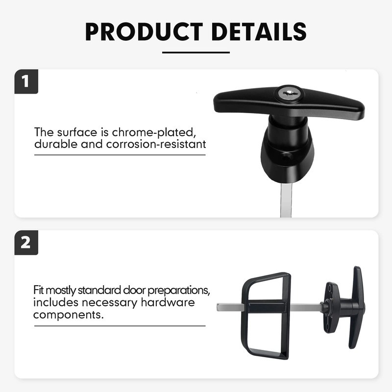 Shed Door Latch T-Handle Lock Kit with 5 Keys,BTEOBFY Set