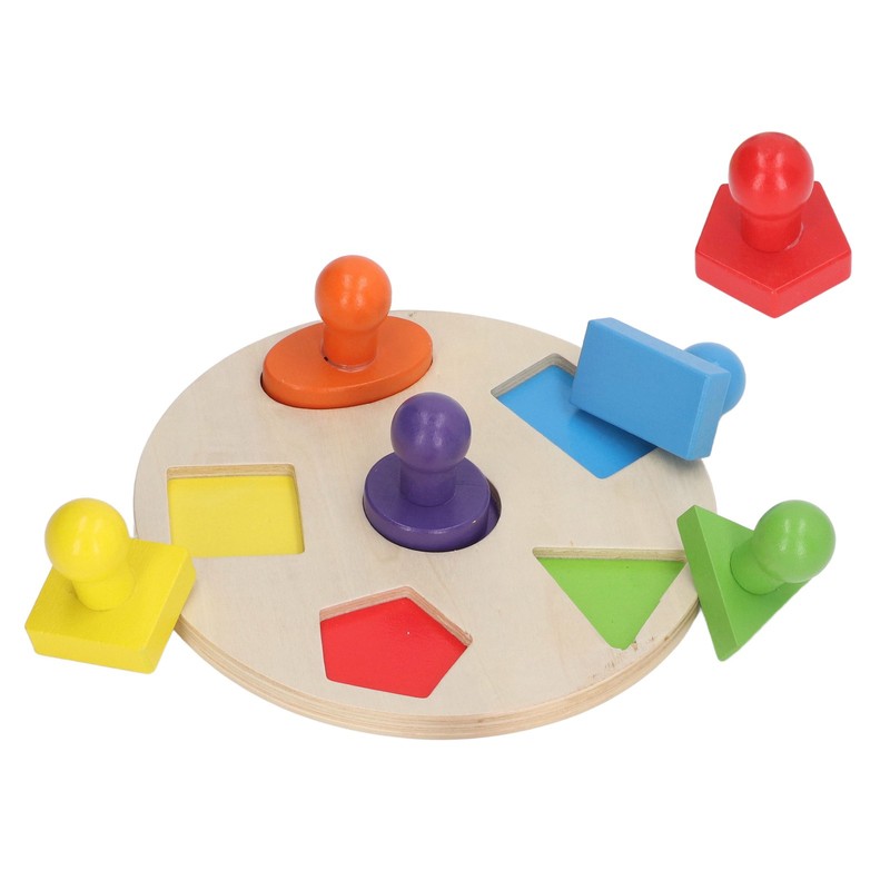 Wood Shape Puzzle Educational Colorful Early Learning Skill Development Round