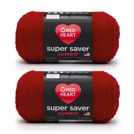 Red Heart Super Saver Jumbo Cherry Red Yarn - Paquete de 2 396 g/14 oz - Acrílico - 4 medianos (peinado) - 744 yardas - Tejer/ganchillo