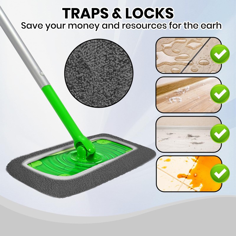 6 Pack Reusable Microfiber Mop Pads - Compatible with Swiffer