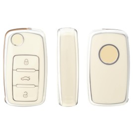 OFFCURVE Car Key Cover Car Key Case Key Fob Cover Car Key Protector 3 Buttons Compatible with VW Volkswagen Polo Golf 4/5/6 Multivan T5 Caddy Jetta Bora Superb Passat Skoda Fabia Seat Ibiza