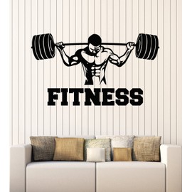 Vinyl Wall Decal Bodybuilding Fitness Club Iron Sport Kettlebell Gum Stickers Mural Large Decor (g6745) Black