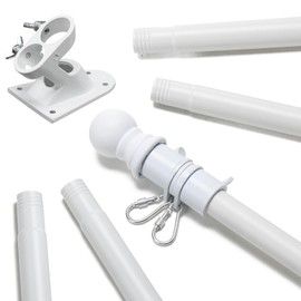 Flag Pole for Outside House - 6ft Heavy Duty Metal Flagpole Kit,Tangle Free with Wall Mount Bracket,Adjustable for 3X5 4X6 flag,for Front Porch,Entryway,Outdoor Patriotic Display,Matte White