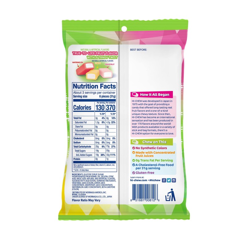 HI-CHEW Sweet & Sour Mix, Pack of 6 Bags, 3.17oz