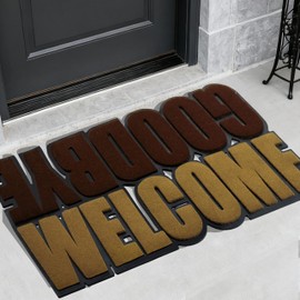 Welcome Mat Door Mat Outside/Indoor Entrance Welcome Mats for Front Door mat, 'Goodbye' Doormat,Heavy Duty Non-Slip Backing, Funny Door mats for Home, Porch, Patio Decor 29x17inch