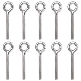 Jubaopen 10PCS Eye Bolts M8 Eye Bolt Ringbolt Long Shank 304 Ringbolt Anchor Stainless Eye Bolt Expansion Screw 304 Stainless Steel Hook Screws Coil Screw Threaded Rod Ring Bolt Yacht Boat