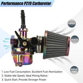 YOXUFA PZ19 Carburetor Kit for TaoTao Coolster 110cc 125cc 50cc 70cc Dirt Pit Bike ATV Apollo Baja SSR Xmotos X-Pro Thumpstar Chinese 4 Wheel Quad 4 Stroke Parts With Throttle Cable Assembly