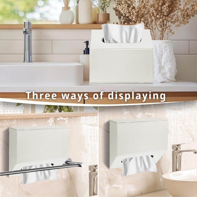 Hand Towels Box Cover,PU Leather Wall-Mounted Tissue Box Cover Holder