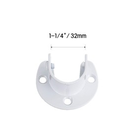 U Shape Shower Rod Holder 4pcs Curtain Rod Bracket Stainless Steel Closet Rod Holder 1" & 1-1/4" Diameter Heavy Duty Pole Flange Socket Black White