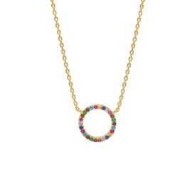 Estella Bartlett Multi CZ Circle Necklace - Gold Plated