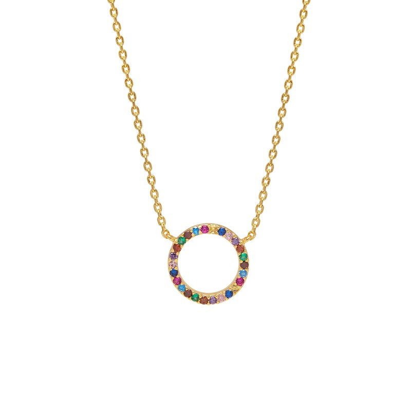 Estella Bartlett Multi CZ Circle Necklace - Gold Plated