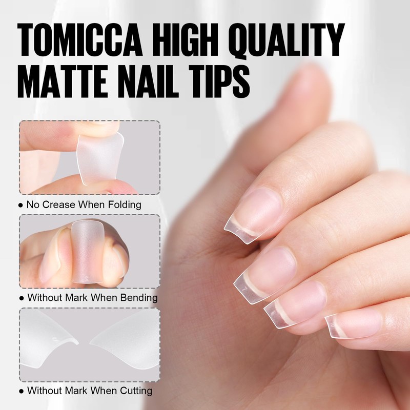 TOMICCA Nail Tips for Gel Nails with Nail Glue Set,