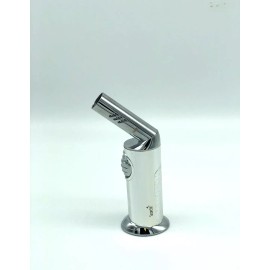 Scorch Torch Single Flame Multi Angle Butane Refillable Torch Lighter - Silver